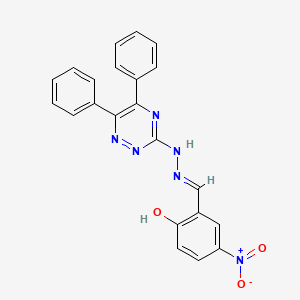 molecular formula C22H16N6O3 B1656910 2-[(E)-[(5,6-Diphenyl-1,2,4-triazin-3-yl)hydrazinylidene]methyl]-4-nitrophenol CAS No. 5477-58-7
