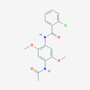 molecular formula C17H17ClN2O4 B1656932 N-(4-Acetamido-2,5-dimethoxy-phenyl)-2-chloro-benzamide CAS No. 5480-81-9