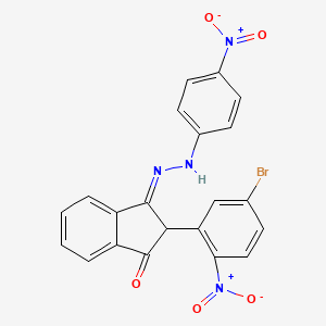 molecular formula C21H13BrN4O5 B1656933 (3E)-2-(5-bromo-2-nitrophenyl)-3-[(4-nitrophenyl)hydrazinylidene]inden-1-one CAS No. 5480-88-6