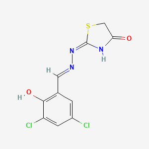 molecular formula C10H7Cl2N3O2S B1656942 3,5-Dichloro-2-hydroxybenzaldehyde (4-oxo-1,3-thiazolidin-2-ylidene)hydrazone CAS No. 5482-27-9