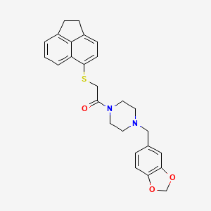 B1656949 1-[4-(1,3-Benzodioxol-5-ylmethyl)piperazin-1-yl]-2-(1,2-dihydroacenaphthylen-5-ylsulfanyl)ethanone CAS No. 5484-75-3