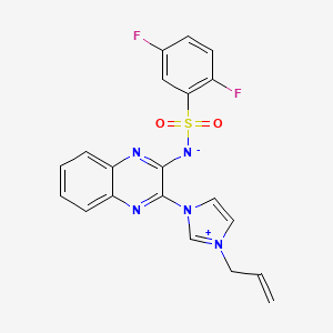 (2,5-Difluorophenyl)sulfonyl-[3-(3-prop-2-enylimidazol-3-ium-1-yl)quinoxalin-2-yl]azanide