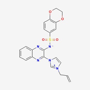 molecular formula C22H19N5O4S B1656966 2,3-Dihydro-1,4-benzodioxin-6-ylsulfonyl-[3-(3-prop-2-enylimidazol-3-ium-1-yl)quinoxalin-2-yl]azanide CAS No. 5491-20-3