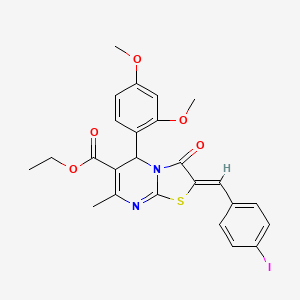 molecular formula C25H23IN2O5S B1656967 ethyl (2Z)-5-(2,4-dimethoxyphenyl)-2-[(4-iodophenyl)methylidene]-7-methyl-3-oxo-5H-[1,3]thiazolo[3,2-a]pyrimidine-6-carboxylate CAS No. 5491-63-4