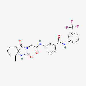 molecular formula C25H25F3N4O4 B1657004 3-[[2-(6-Methyl-2,4-dioxo-1,3-diazaspiro[4.5]decan-3-yl)acetyl]amino]-N-[3-(trifluoromethyl)phenyl]benzamide CAS No. 5516-68-7