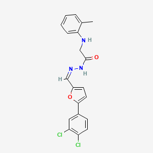 molecular formula C20H17Cl2N3O2 B1657015 N-[(Z)-[5-(3,4-dichlorophenyl)furan-2-yl]methylideneamino]-2-(2-methylanilino)acetamide CAS No. 5522-99-6