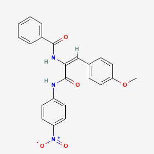 molecular formula C23H19N3O5 B1657024 N-[(E)-1-(4-methoxyphenyl)-3-(4-nitroanilino)-3-oxoprop-1-en-2-yl]benzamide CAS No. 5524-95-8