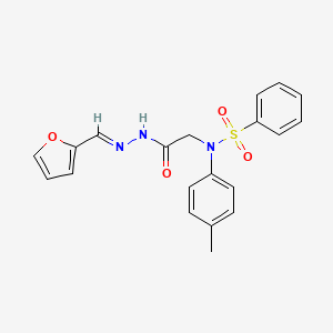 molecular formula C20H19N3O4S B1657058 2-[N-(benzenesulfonyl)-4-methylanilino]-N-[(E)-furan-2-ylmethylideneamino]acetamide CAS No. 5532-59-2