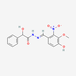 2-Hydroxy-N-[(E)-(4-hydroxy-3-methoxy-2-nitrophenyl)methylideneamino]-2-phenylacetamide