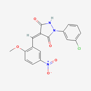(4Z)-1-(3-chlorophenyl)-4-[(2-methoxy-5-nitrophenyl)methylidene]pyrazolidine-3,5-dione