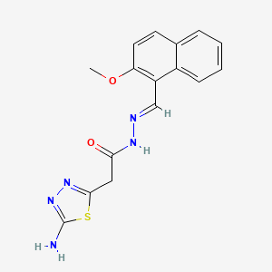 molecular formula C16H15N5O2S B1657122 2-(5-amino-1,3,4-thiadiazol-2-yl)-N-[(E)-(2-methoxynaphthalen-1-yl)methylideneamino]acetamide CAS No. 5551-04-2