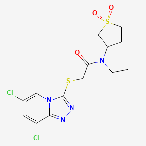 2-[(6,8-dichloro-[1,2,4]triazolo[4,3-a]pyridin-3-yl)sulfanyl]-N-(1,1-dioxothiolan-3-yl)-N-ethylacetamide