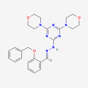 molecular formula C25H29N7O3 B1657134 2-(Benzyloxy)benzaldehyde (4,6-dimorpholin-4-yl-1,3,5-triazin-2-yl)hydrazone CAS No. 5554-44-9
