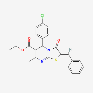 ethyl (2Z)-2-benzylidene-5-(4-chlorophenyl)-7-methyl-3-oxo-5H-[1,3]thiazolo[3,2-a]pyrimidine-6-carboxylate