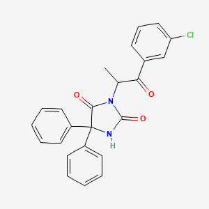 molecular formula C24H19ClN2O3 B1657173 3-[1-(3-Chlorophenyl)-1-oxopropan-2-yl]-5,5-diphenylimidazolidine-2,4-dione CAS No. 5564-44-3
