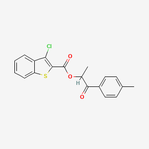 molecular formula C19H15ClO3S B1657186 1-(4-Methylphenyl)-1-oxopropan-2-yl 3-chloro-1-benzothiophene-2-carboxylate CAS No. 5567-55-5