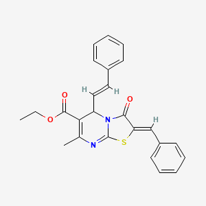 B1657188 ethyl (2Z)-2-benzylidene-7-methyl-3-oxo-5-[(E)-2-phenylethenyl]-5H-[1,3]thiazolo[3,2-a]pyrimidine-6-carboxylate CAS No. 5567-59-9