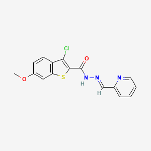 3-chloro-6-methoxy-N-[(E)-pyridin-2-ylmethylideneamino]-1-benzothiophene-2-carboxamide