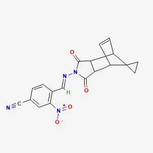 molecular formula C19H14N4O4 B1657196 4-[(E)-(3,5-Dioxospiro[4-azatricyclo[5.2.1.02,6]dec-8-ene-10,1'-cyclopropane]-4-yl)iminomethyl]-3-nitrobenzonitrile CAS No. 5570-48-9
