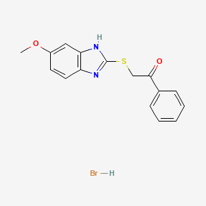 molecular formula C16H15BrN2O2S B1657200 2-[(6-Methoxy-1H-benzimidazol-2-yl)sulfanyl]-1-phenylethanone;hydrobromide CAS No. 5571-55-1