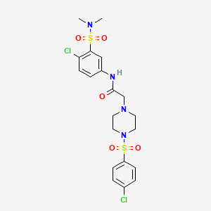 molecular formula C20H24Cl2N4O5S2 B1657208 N-[4-chloro-3-(dimethylsulfamoyl)phenyl]-2-[4-(4-chlorophenyl)sulfonylpiperazin-1-yl]acetamide CAS No. 5572-19-0
