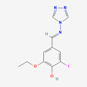 molecular formula C11H11IN4O2 B1657220 2-Ethoxy-6-iodo-4-[(E)-1,2,4-triazol-4-yliminomethyl]phenol CAS No. 5575-95-1