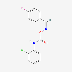 molecular formula C14H10ClFN2O2 B1657221 [(Z)-(4-fluorophenyl)methylideneamino] N-(2-chlorophenyl)carbamate CAS No. 5576-18-1