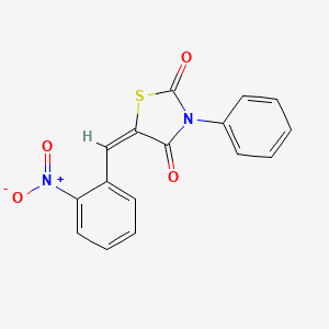 molecular formula C16H10N2O4S B1657224 (5E)-5-[(2-nitrophenyl)methylidene]-3-phenyl-1,3-thiazolidine-2,4-dione CAS No. 5577-64-0