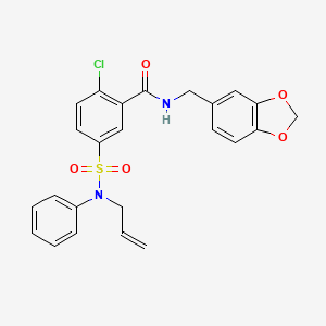 molecular formula C24H21ClN2O5S B1657238 N-(1,3-benzodioxol-5-ylmethyl)-2-chloro-5-[phenyl(prop-2-enyl)sulfamoyl]benzamide CAS No. 5583-53-9