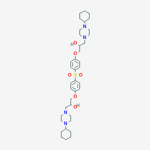 molecular formula C38H58N4O6S B1657241 1-(4-Cyclohexylpiperazin-1-yl)-3-[4-[4-[3-(4-cyclohexylpiperazin-1-yl)-2-hydroxypropoxy]phenyl]sulfonylphenoxy]propan-2-ol CAS No. 5584-40-7