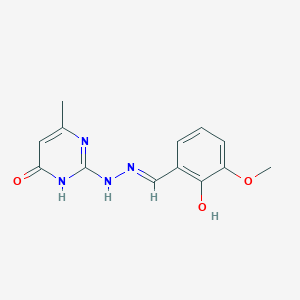 molecular formula C13H14N4O3 B1657257 2-Hydroxy-3-methoxybenzaldehyde (4-methyl-6-oxo-1,6-dihydropyrimidin-2-yl)hydrazone CAS No. 5591-34-4