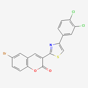 molecular formula C18H8BrCl2NO2S B1657260 6-Bromo-3-[4-(3,4-dichlorophenyl)-1,3-thiazol-2-yl]chromen-2-one CAS No. 5594-35-4