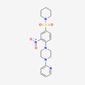 molecular formula C20H25N5O4S B1657278 1-(2-Nitro-4-piperidin-1-ylsulfonylphenyl)-4-pyridin-2-ylpiperazine CAS No. 5604-27-3