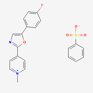 molecular formula C21H17FN2O4S B1657282 Benzenesulfonate;5-(4-fluorophenyl)-2-(1-methylpyridin-1-ium-4-yl)-1,3-oxazole CAS No. 5605-90-3