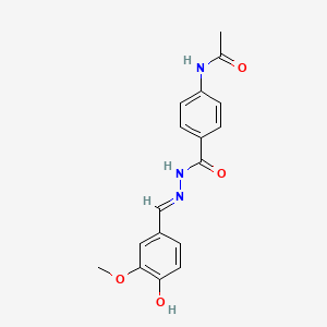 molecular formula C17H17N3O4 B1657287 4-acetamido-N-[(E)-(4-hydroxy-3-methoxy-phenyl)methyleneamino]benzamide CAS No. 56077-40-8