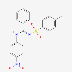 molecular formula C20H17N3O4S B1657296 N'-(4-methylphenyl)sulfonyl-N-(4-nitrophenyl)benzenecarboximidamide CAS No. 5610-66-2