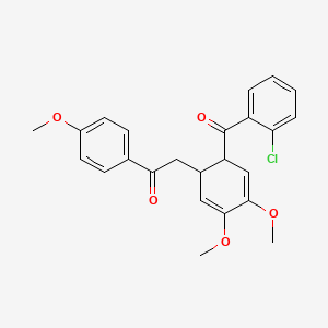 molecular formula C24H23ClO5 B1657301 2-[6-(2-Chlorobenzoyl)-3,4-dimethoxycyclohexa-2,4-dien-1-yl]-1-(4-methoxyphenyl)ethanone CAS No. 5613-32-1