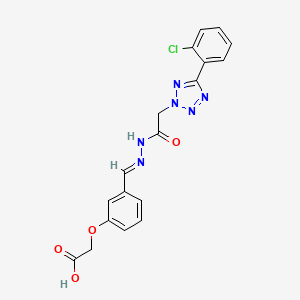 B1657302 2-[3-[(E)-[[2-[5-(2-chlorophenyl)tetrazol-2-yl]acetyl]hydrazinylidene]methyl]phenoxy]acetic acid CAS No. 5613-34-3