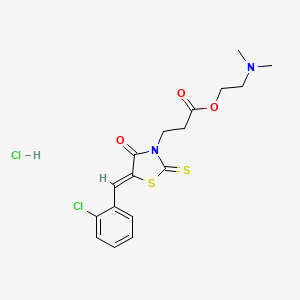 molecular formula C17H20Cl2N2O3S2 B1657313 2-(dimethylamino)ethyl 3-[(5Z)-5-[(2-chlorophenyl)methylidene]-4-oxo-2-sulfanylidene-1,3-thiazolidin-3-yl]propanoate;hydrochloride CAS No. 5619-85-2