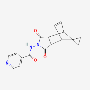 molecular formula C17H15N3O3 B1657328 N-(3,5-Dioxospiro[4-azatricyclo[5.2.1.02,6]dec-8-ene-10,1'-cyclopropane]-4-yl)pyridine-4-carboxamide CAS No. 5627-65-6