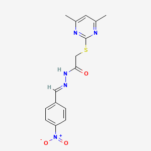 molecular formula C15H15N5O3S B1657354 2-(4,6-dimethylpyrimidin-2-yl)sulfanyl-N-[(E)-(4-nitrophenyl)methylideneamino]acetamide CAS No. 5637-43-4