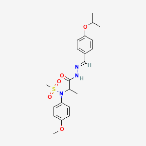 molecular formula C21H27N3O5S B1657355 2-(4-methoxy-N-methylsulfonylanilino)-N-[(E)-(4-propan-2-yloxyphenyl)methylideneamino]propanamide CAS No. 5637-46-7