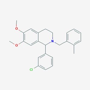 molecular formula C25H26ClNO2 B1657371 1-(3-chlorophenyl)-6,7-dimethoxy-2-[(2-methylphenyl)methyl]-3,4-dihydro-1H-isoquinoline CAS No. 5645-15-8