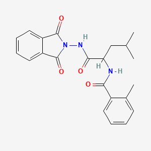 molecular formula C22H23N3O4 B1657384 N-[1-[(1,3-dioxoisoindol-2-yl)amino]-4-methyl-1-oxopentan-2-yl]-2-methylbenzamide CAS No. 565178-67-8
