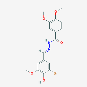 molecular formula C17H17BrN2O5 B1657386 N-[(E)-(3-Bromo-4-hydroxy-5-methoxyphenyl)methylideneamino]-3,4-dimethoxybenzamide CAS No. 5652-55-1
