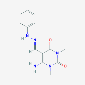 6-amino-1,3-dimethyl-5-[(E)-(phenylhydrazinylidene)methyl]pyrimidine-2,4-dione