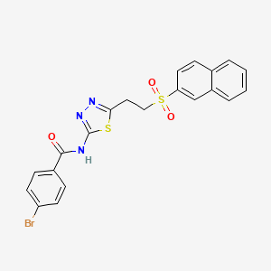 molecular formula C21H16BrN3O3S2 B1657396 4-bromo-N-[5-(2-naphthalen-2-ylsulfonylethyl)-1,3,4-thiadiazol-2-yl]benzamide CAS No. 5658-29-7