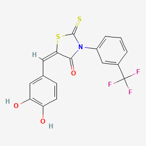 molecular formula C17H10F3NO3S2 B1657402 (5E)-5-[(3,4-dihydroxyphenyl)methylidene]-2-sulfanylidene-3-[3-(trifluoromethyl)phenyl]-1,3-thiazolidin-4-one CAS No. 5660-32-2