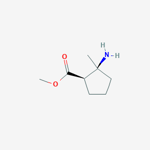 molecular formula C8H15NO2 B1657410 2beta-Amino-2-methylcyclopentane-1beta-carboxylic acid methyl ester CAS No. 566156-03-4