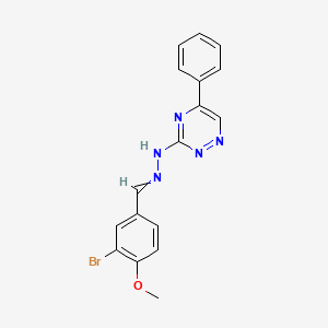 molecular formula C17H14BrN5O B1657420 N-[(3-Bromo-4-methoxy-phenyl)methylideneamino]-5-phenyl-1,2,4-triazin-3-amine CAS No. 5663-78-5